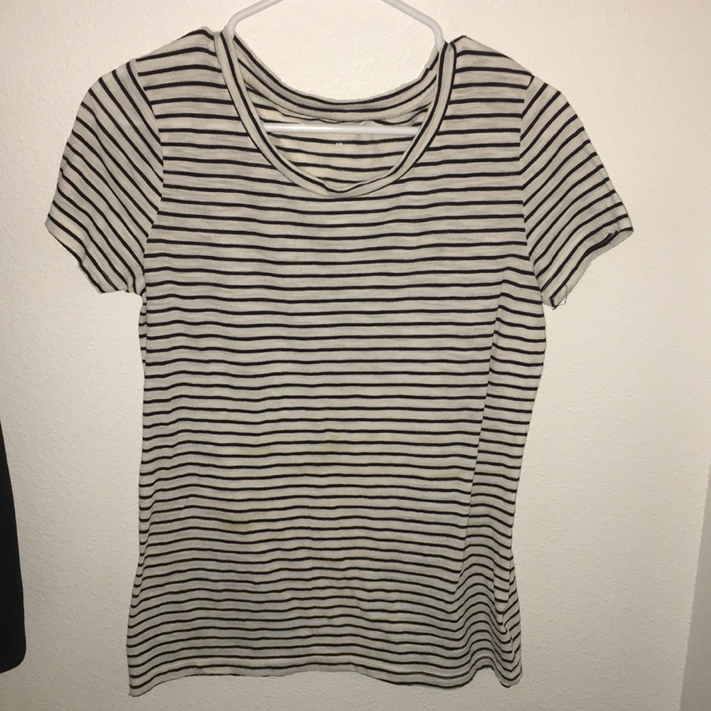 Black and cream white striped tee